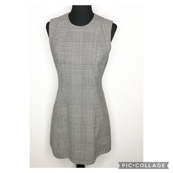 Theory Helaina Portland black white micro plaid wool sleeveless dress size 4 - Picture 1 of 12